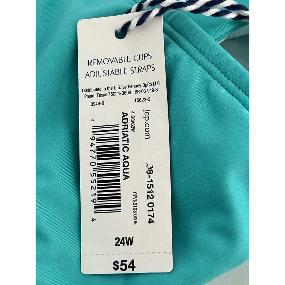 Sonnet Shores Adriatic Aqua Blue Tankini Swimsuit Top Womens Sz 24W‎ Org $54
